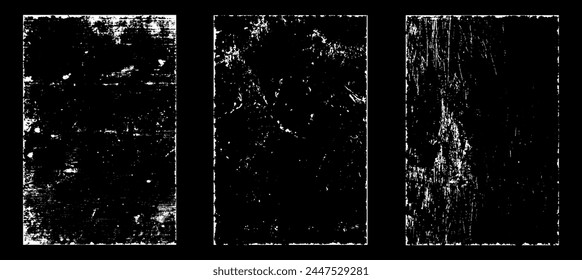 Grunge efecto de papel desgastado. Superponer estampillas de textura con papel antiguo. Sellos de polvo de superficie de grano de socorro y concepto de fondo áspero. Lugar de la ilustración sobre el objeto para crear efecto grunge. Vector EPS10.
