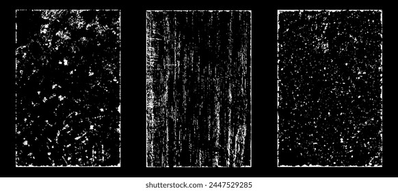 Grunge efecto de papel desgastado. Superponer estampillas de textura con papel antiguo. Sellos de polvo de superficie de grano de socorro y concepto de fondo áspero. Lugar de la ilustración sobre el objeto para crear efecto grunge. Vector EPS10.
