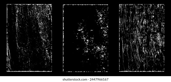Grunge worn paper effect. Overlay texture stamps with old paper. Stamps distress grain surface dust and rough background concept. Illustration place over object to create grunge effect. Vector EPS10