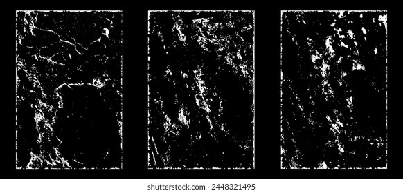 Grunge worn paper effect. Overlay texture stamps with old paper. Stamps distress grain surface dust and rough background concept. Illustration place over object to create grunge effect. Vector EPS10.

