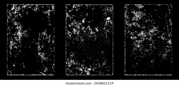 Grunge efecto de papel desgastado. Superponer estampillas de textura con papel antiguo. Sellos de polvo de superficie de grano de socorro y concepto de fondo áspero. Lugar de la ilustración sobre el objeto para crear efecto grunge. Vector EPS10.
