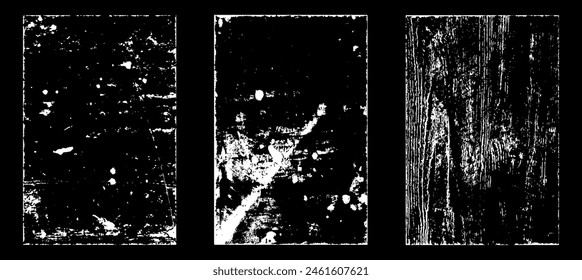 Grunge worn paper effect. Overlay texture stamps with old paper. Stamps distress grain surface dust and rough background concept. Illustration place over object to create grunge effect. Vector EPS10.