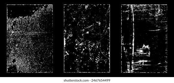 Grunge worn paper effect. Overlay texture stamps with old paper. Stamps distress grain surface dust and rough background concept. Illustration place over object to create grunge effect. Vector EPS10.