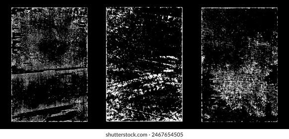 Grunge worn paper effect. Overlay texture stamps with old paper. Stamps distress grain surface dust and rough background concept. Illustration place over object to create grunge effect. Vector EPS10.