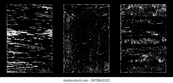 Grunge worn paper effect. Overlay texture stamps with old paper. Stamps distress grain surface dust and rough background concept. Illustration place over object to create grunge effect. Vector EPS10.