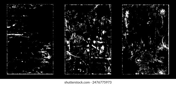 Grunge worn paper effect. Overlay texture stamps with old paper. Stamps distress grain surface dust and rough background concept. Illustration place over object to create grunge effect. Vector EPS10.