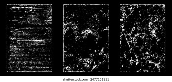 Grunge worn paper effect. Overlay texture stamps with old paper. Stamps distress grain surface dust and rough background concept. Illustration place over object to create grunge effect. Vector EPS10.