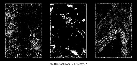 Grunge worn paper effect. Overlay texture stamps with old paper. Stamps distress grain surface dust and rough background concept. Illustration place over object to create grunge effect. Vector EPS10.