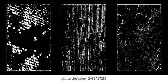 Grunge efecto de papel desgastado. Superponer estampillas de textura con papel antiguo. Sellos de polvo de superficie de grano de socorro y concepto de fondo áspero. Lugar de la ilustración sobre el objeto para crear efecto grunge. Vector EPS10.