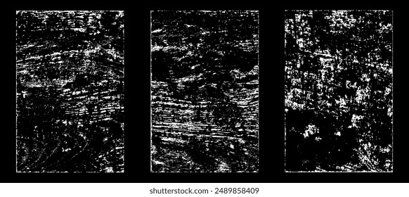 Grunge worn paper effect. Overlay texture stamps with old paper. Stamps distress grain surface dust and rough background concept. Illustration place over object to create grunge effect. Vector EPS10.
