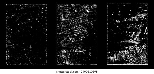 Grunge worn paper effect. Overlay texture stamps with old paper. Stamps distress grain surface dust and rough background concept. Illustration place over object to create grunge effect. Vector EPS10.