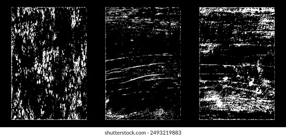 Grunge worn paper effect. Overlay texture stamps with old paper. Stamps distress grain surface dust and rough background concept. Illustration place over object to create grunge effect. Vector EPS10.