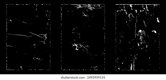Grunge worn paper effect. Overlay texture stamps with old paper. Stamps distress grain surface dust and rough background concept. Illustration place over object to create grunge effect. Vector EPS10.