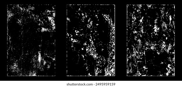 Efecto de papel desgastado Grunge. Superponer sellos de textura con papel viejo. Estampillas de polvo de superficie de grano de distrés y concepto de fondo áspero. La ilustración se coloca sobre el objeto para crear un efecto grunge. Vector EPS10.