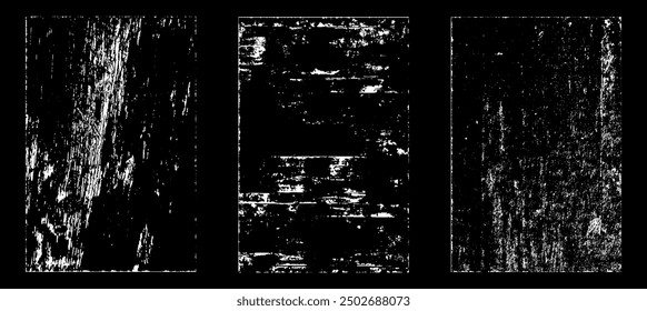 Efecto de papel desgastado Grunge. Superponer sellos de textura con papel viejo. Estampillas de polvo de superficie de grano de distrés y concepto de fondo áspero. La ilustración se coloca sobre el objeto para crear un efecto grunge. Vector EPS10.