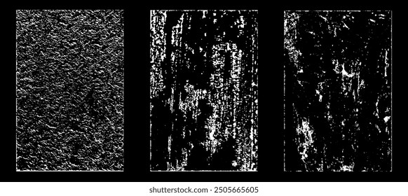 Efecto de papel desgastado Grunge. Superponer sellos de textura con papel viejo. Estampillas de polvo de superficie de grano de distrés y concepto de fondo áspero. La ilustración se coloca sobre el objeto para crear un efecto grunge. Vector EPS10.