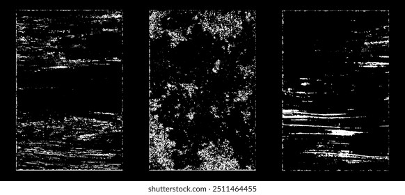 Grunge worn paper effect. Overlay texture stamps with old paper. Stamps distress grain surface dust and rough background concept. Illustration place over object to create grunge effect. Vector EPS10.