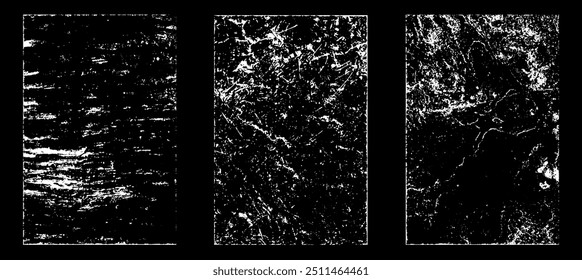 Grunge worn paper effect. Overlay texture stamps with old paper. Stamps distress grain surface dust and rough background concept. Illustration place over object to create grunge effect. Vector EPS10.