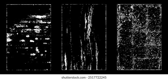 Grunge worn paper effect. Overlay texture stamps with old paper. Stamps distress grain surface dust and rough background concept. Illustration place over object to create grunge effect. Vector EPS10.
