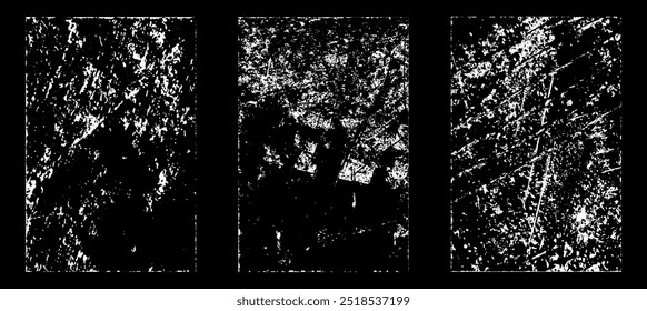Grunge worn paper effect. Overlay texture stamps with old paper. Stamps distress grain surface dust and rough background concept. Illustration place over object to create grunge effect. Vector EPS10.