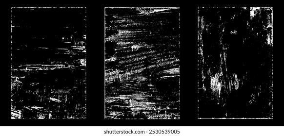 Grunge worn paper effect. Overlay texture stamps with old paper. Stamps distress grain surface dust and rough background concept. Illustration place over object to create grunge effect. Vector EPS10.