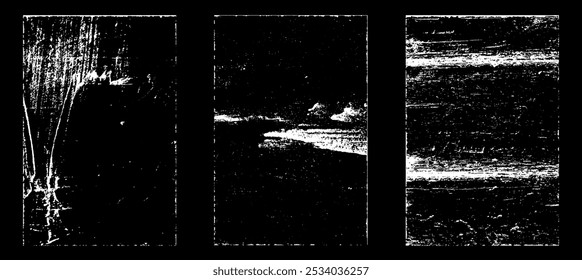 Grunge worn paper effect. Overlay texture stamps with old paper. Stamps distress grain surface dust and rough background concept. Illustration place over object to create grunge effect. Vector EPS10.