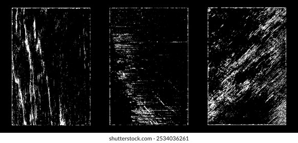 Grunge worn paper effect. Overlay texture stamps with old paper. Stamps distress grain surface dust and rough background concept. Illustration place over object to create grunge effect. Vector EPS10.