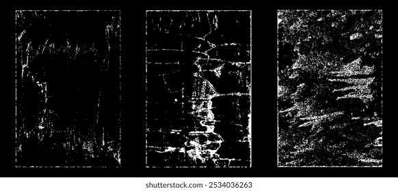 Grunge worn paper effect. Overlay texture stamps with old paper. Stamps distress grain surface dust and rough background concept. Illustration place over object to create grunge effect. Vector EPS10.