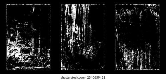 Grunge worn paper effect. Overlay texture stamps with old paper. Stamps distress grain surface dust and rough background concept. Illustration place over object to create grunge effect. Vector EPS10.