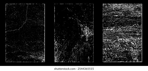 Grunge worn paper effect. Overlay texture stamps with old paper. Stamps distress grain surface dust and rough background concept. Illustration place over object to create grunge effect. Vector EPS10.