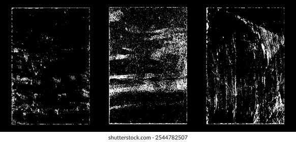 Grunge worn paper effect. Overlay texture stamps with old paper. Stamps distress grain surface dust and rough background concept. Illustration place over object to create grunge effect. Vector EPS10.
