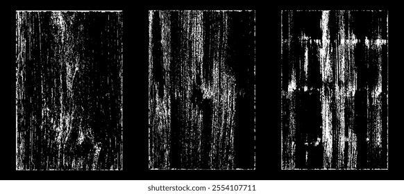 Grunge worn paper effect. Overlay texture stamps with old paper. Stamps distress grain surface dust and rough background concept. Illustration place over object to create grunge effect. Vector EPS10.
