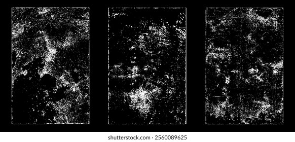 Grunge worn paper effect. Overlay texture stamps with old paper. Stamps distress grain surface dust and rough background concept. Illustration place over object to create grunge effect. Vector EPS10.
