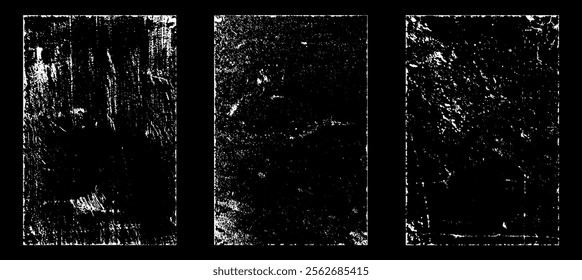 Grunge worn paper effect. Overlay texture stamps with old paper. Stamps distress grain surface dust and rough background concept. Illustration place over object to create grunge effect. Vector EPS10.