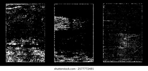 Grunge worn paper effect. Overlay texture stamps with old paper. Stamps distress grain surface dust and rough background concept. Illustration place over object to create grunge effect. Vector EPS10.
