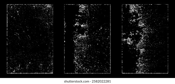 Grunge worn paper effect. Overlay texture stamps with old paper. Stamps distress grain surface dust and rough background concept. Illustration place over object to create grunge effect. Vector EPS10.