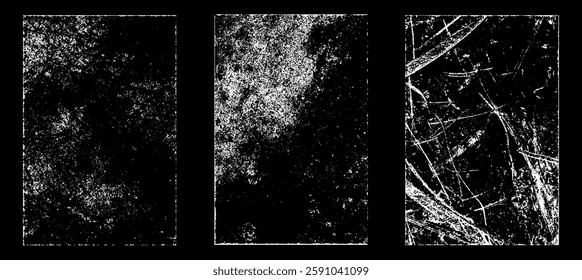 Grunge worn paper effect. Overlay texture stamps with old paper. Stamps distress grain surface dust and rough background concept. Illustration place over object to create grunge effect. Vector EPS10.