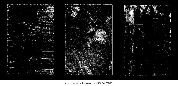 Grunge worn paper effect. Overlay texture stamps with old paper. Stamps distress grain surface dust and rough background concept. Illustration place over object to create grunge effect. Vector EPS10.
