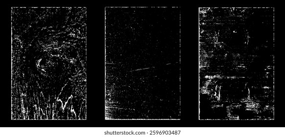 Grunge worn paper effect. Overlay texture stamps with old paper. Stamps distress grain surface dust and rough background concept. Illustration place over object to create grunge effect. Vector EPS10.
