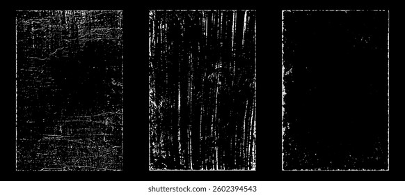 Grunge worn paper effect. Overlay texture stamps with old paper. Stamps distress grain surface dust and rough background concept. Illustration place over object to create grunge effect. Vector EPS10.