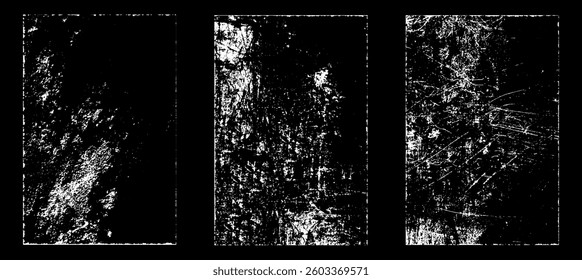 Grunge worn paper effect. Overlay texture stamps with old paper. Stamps distress grain surface dust and rough background concept. Illustration place over object to create grunge effect. Vector EPS10.