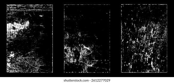 Grunge worn paper effect. Overlay texture stamps with old paper. Stamps distress grain surface dust and rough background concept. Illustration place over object to create grunge effect. Vector EPS10.