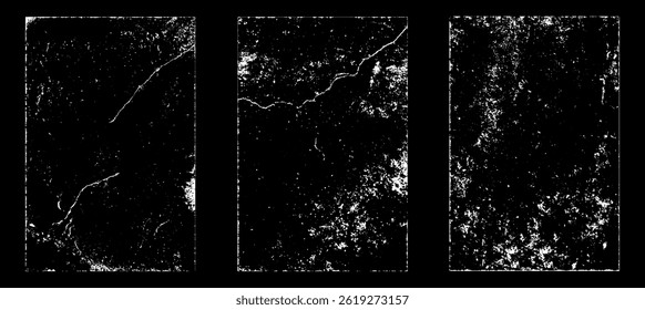 Grunge worn paper effect. Overlay texture stamps with old paper. Stamps distress grain surface dust and rough background concept. Illustration place over object to create grunge effect. Vector EPS10.