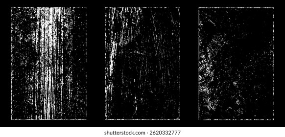 Grunge worn paper effect. Overlay texture stamps with old paper. Stamps distress grain surface dust and rough background concept. Illustration place over object to create grunge effect. Vector EPS10.
