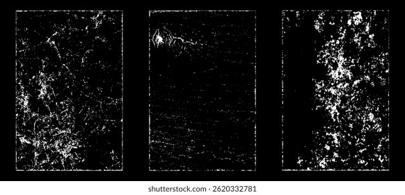Grunge worn paper effect. Overlay texture stamps with old paper. Stamps distress grain surface dust and rough background concept. Illustration place over object to create grunge effect. Vector EPS10.
