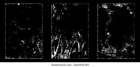 Grunge worn paper effect. Overlay texture stamps with old paper. Stamps distress grain surface dust and rough background concept. Illustration place over object to create grunge effect. Vector EPS10.
