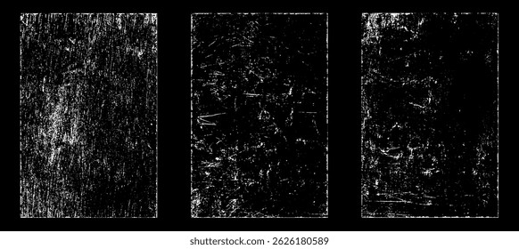 Grunge worn paper effect. Overlay texture stamps with old paper. Stamps distress grain surface dust and rough background concept. Illustration place over object to create grunge effect. Vector EPS10.