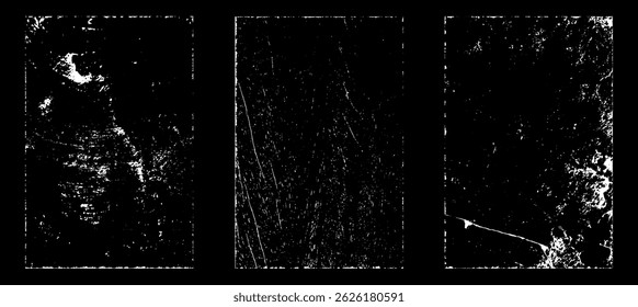 Grunge worn paper effect. Overlay texture stamps with old paper. Stamps distress grain surface dust and rough background concept. Illustration place over object to create grunge effect. Vector EPS10.