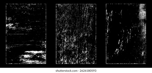 Grunge worn paper effect. Overlay texture stamps with old paper. Stamps distress grain surface dust and rough background concept. Illustration place over object to create grunge effect. Vector EPS10.