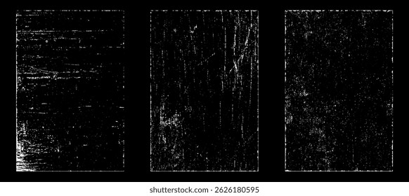 Grunge worn paper effect. Overlay texture stamps with old paper. Stamps distress grain surface dust and rough background concept. Illustration place over object to create grunge effect. Vector EPS10.